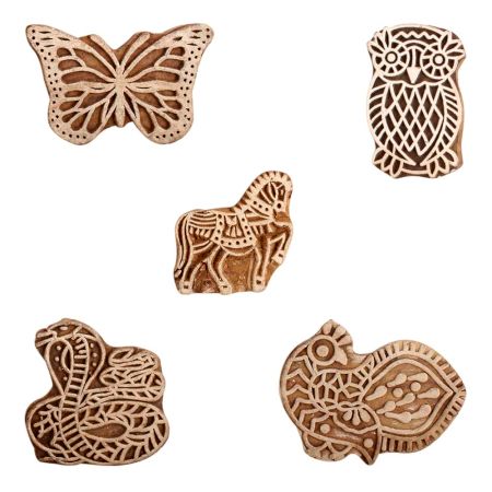 Set of 5 Piece New Mix Wooden Printing Block